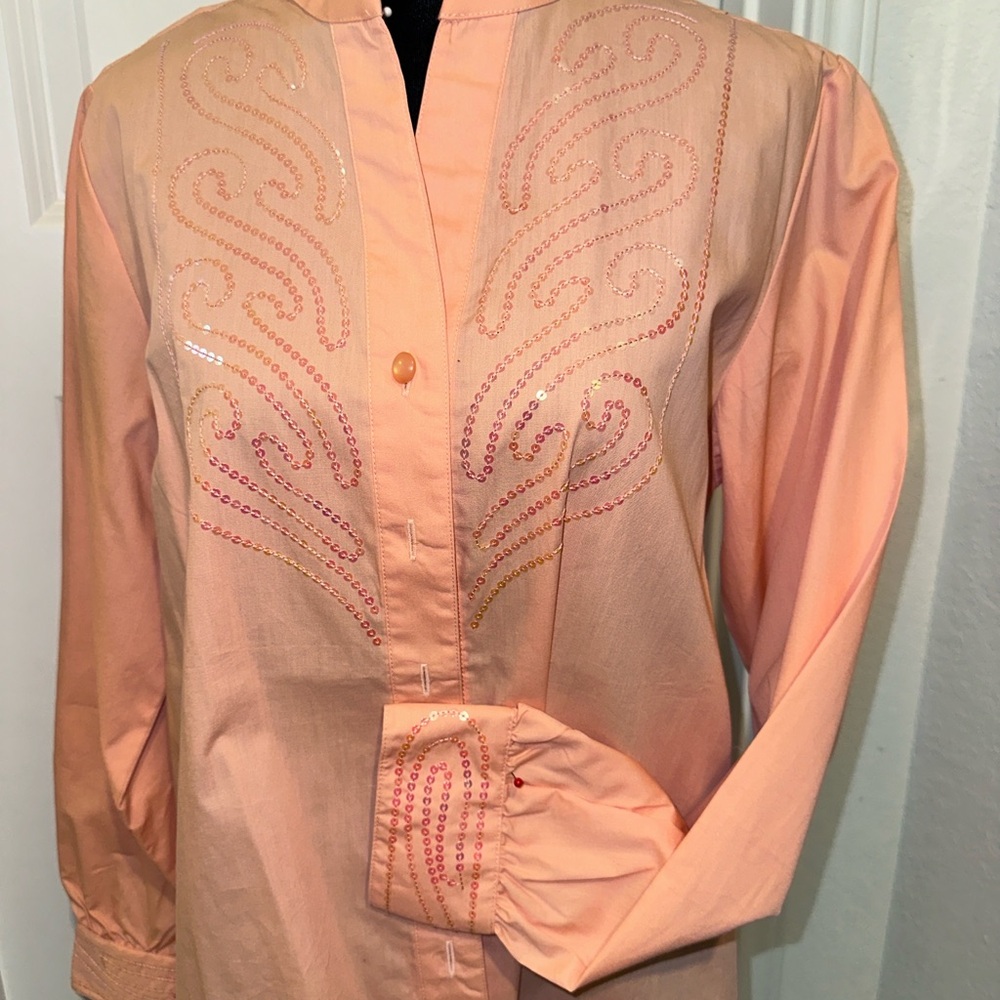 Bob Mackie Coral Button-Up Shirt